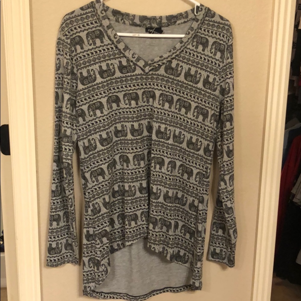 Dark &  light gray elephant print long sleeve